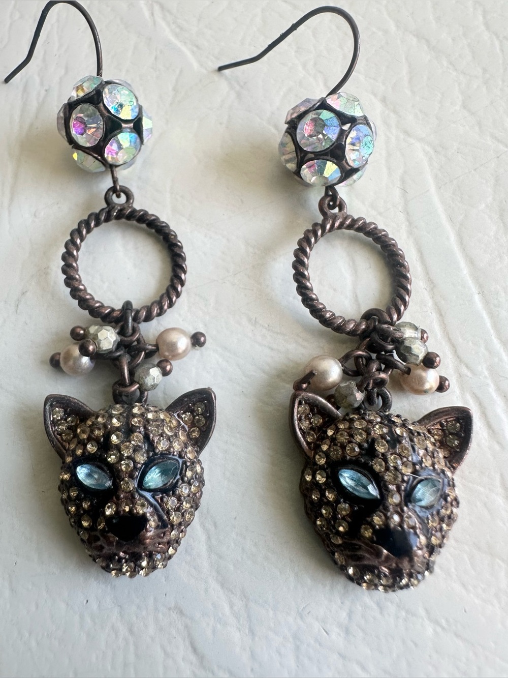 Betsy Johnson jungle fever panther drop earrings